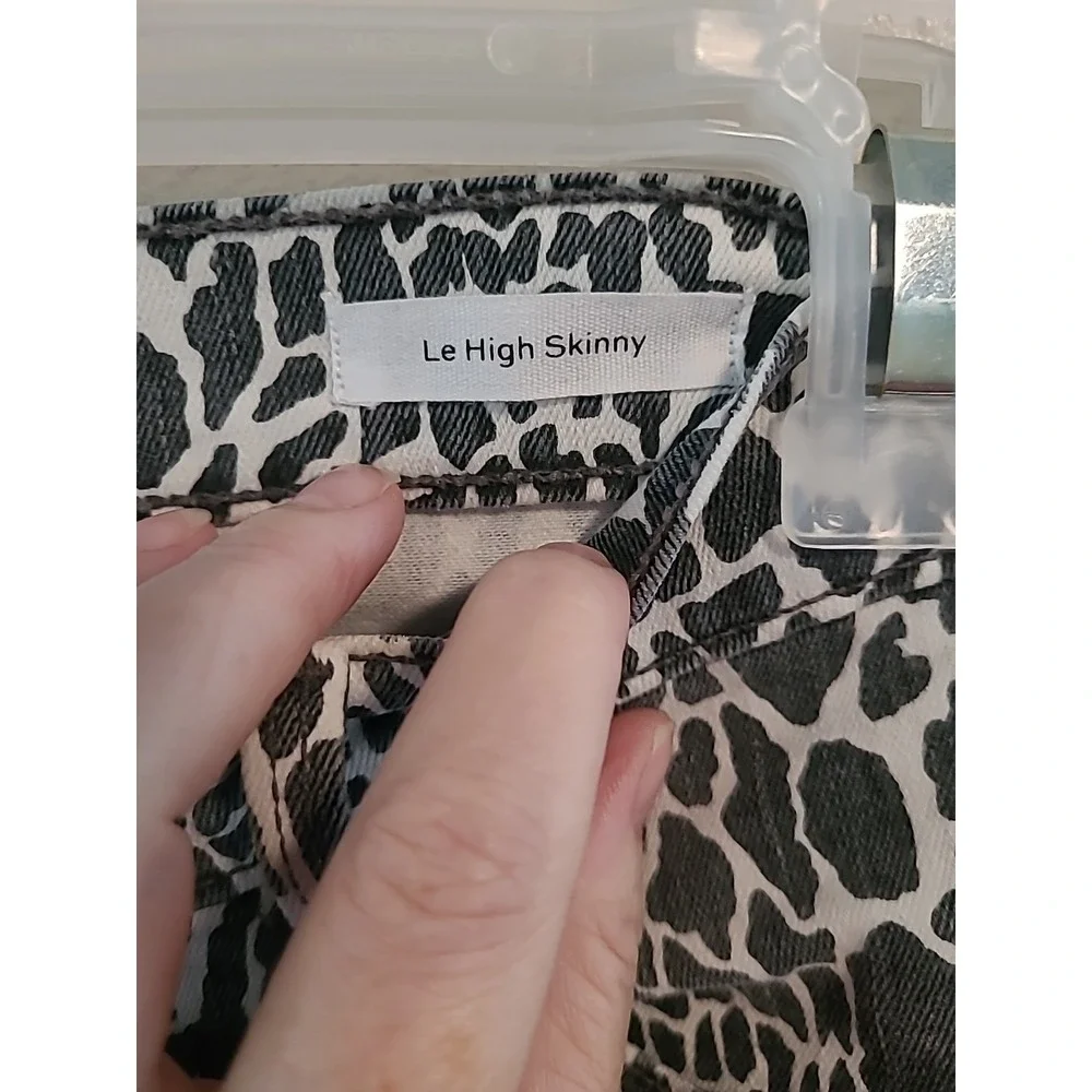 FRAME Denim ANIMAL PRINT LE HIGH ANKLE SKINNY JEANS SZ 26 Gray White Faded - Picture 4 of 12